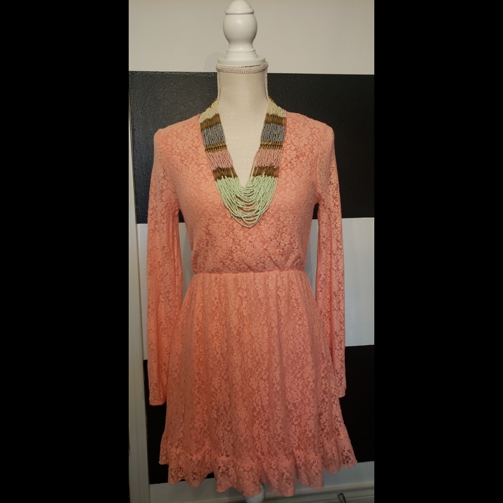 J is for Justify coral lace casual dress